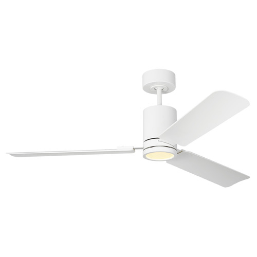 Cleancut 54-Inch LED Smart Fan in Matte White by VC Fan Collection