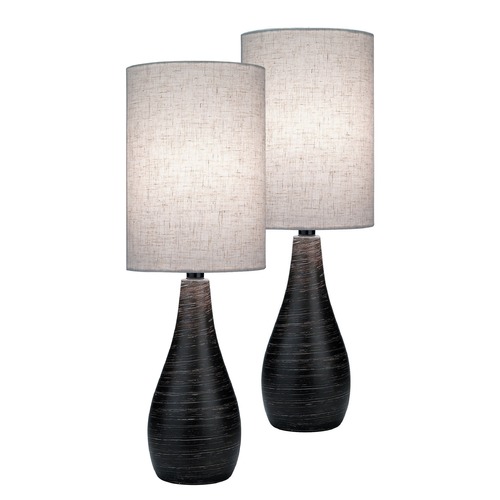 Lite Source Lighting Lite Source Quatro Brushed Dark Bronze Table Lamp Set LS-2997/2PK