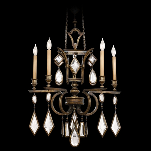 Fine Art Lamps Encased Gems Bronze Patina Crystal Chandelier