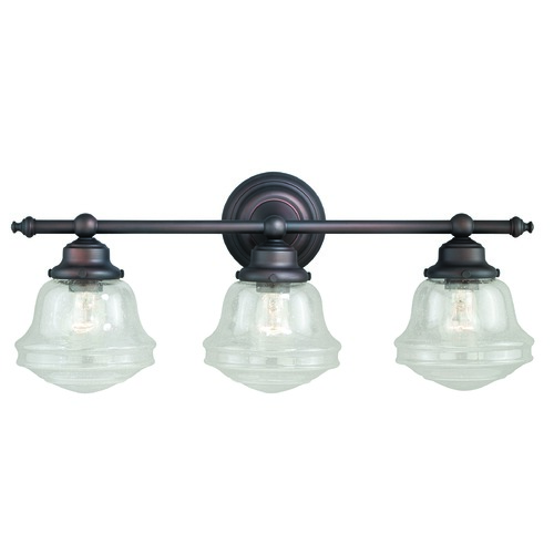 Seeded Glass Bathroom Light Oil Rubbed Bronze by Vaxcel Lighting