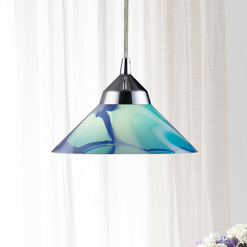 Elk Lighting Modern Art Glass Mini-Pendant Light Chrome Refraction by Elk Lighting 1477/1CAR