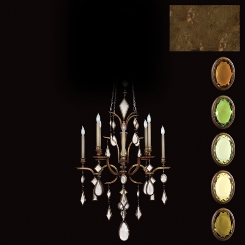 Fine Art Lamps Encased Gems Bronze Patina Crystal Chandelier