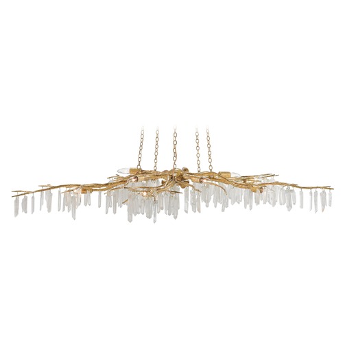 Forest Rock Crystal Chandelier in Gold by Currey & Co