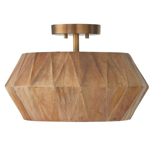 Capital Lighting Nadeau Light Wood and Patinaed Brass Semi-Flushmount Light