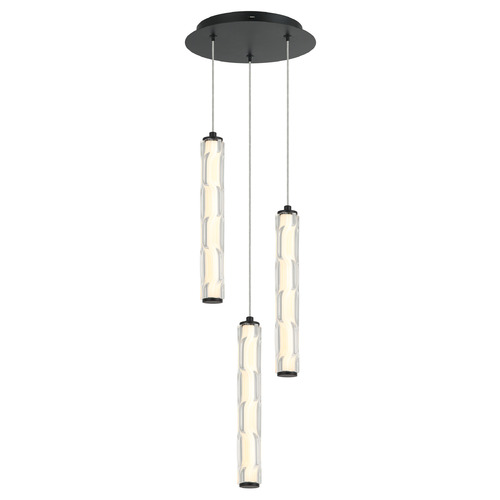 Matteo Lighting Ripley Matte Black LED Multi-Light Pendant with Cylindrical Shade