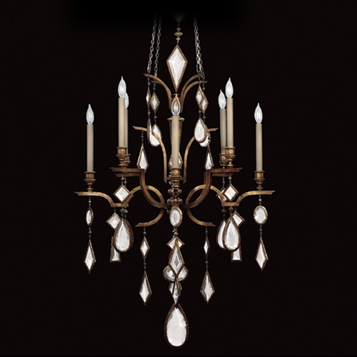 Fine Art Lamps Encased Gems Bronze Patina Crystal Chandelier
