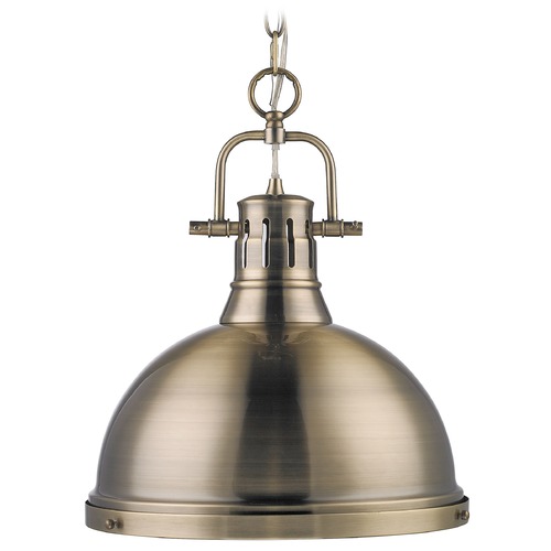 Golden Lighting Duncan Large Pendant in Aged Brass by Golden Lighting 3602-L AB-AB