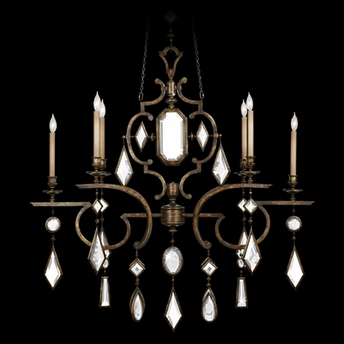 Fine Art Lamps Encased Gems Bronze Patina Crystal Chandelier