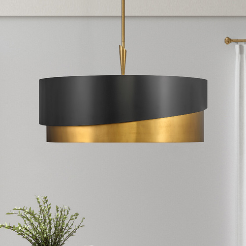 Gigi 32-Inch Pendant in Heritage Brass & Black by Fredrick Ramond