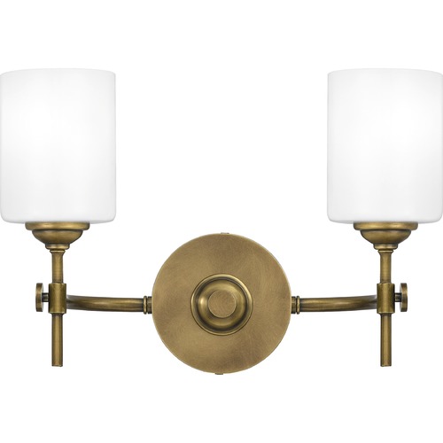 Aria Weathered Brass Bathroom Light by Quoizel Lighting