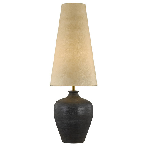 Savoy House Lighting Dark Ceramic & Warm Brass Table Lamp with Conical Shade