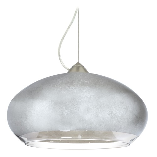 Besa Lighting Brio Satin Nickel LED Pendant Light with Oblong Shade