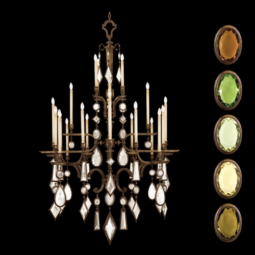 Fine Art Lamps Encased Gems Bronze Patina Crystal Chandelier