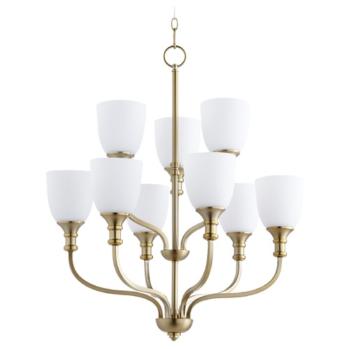 Quorum Lighting Richmond Aged Brass Chandelier by Quorum Lighting 6811-9-80