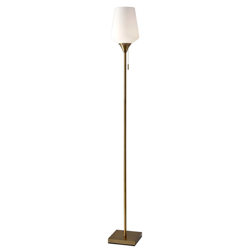 Adesso Home Roxy Antique Brass Torchiere Lamp with Conical Shade