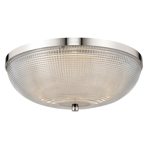 Portland 16-Inch LED Flush Mount in Polished Nickel by Kalco Lighting