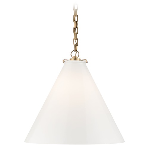 Visual Comfort Signature Collection Thomas OBrien Katie Conical Pendant in Brass by Visual Comfort Signature TOB5226HABG6WG