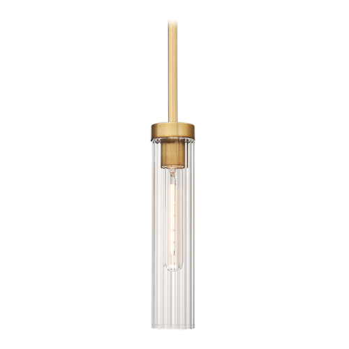 Z-Lite Beau Rubbed Brass Mini-Pendant Light with Cylindrical Shade