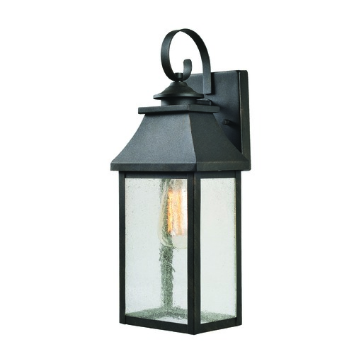 Kenroy Home Lighting Seeded Glass Outdoor Wall Light Black with Gold Highlights Kenroy Home Lighting 93680BL