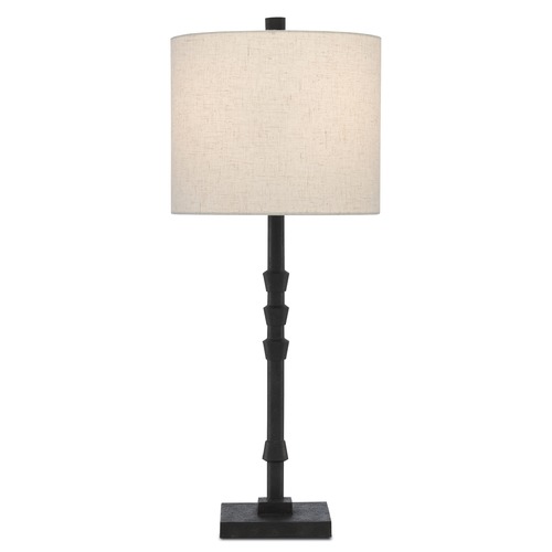 Currey and Company Lighting Currey and Company Lohn Mole Black Table Lamp with Drum Shade 6000-0344