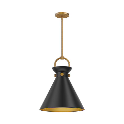 Alora Lighting Alora Lighting Emerson Aged Gold & Matte Black Pendant Light with Conical Shade PD412014AGMB