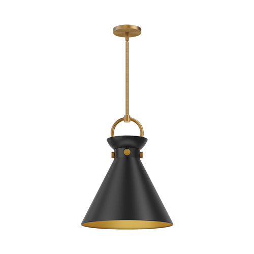 Alora Lighting Emerson Aged Gold & Matte Black Pendant Light with Conical Shade