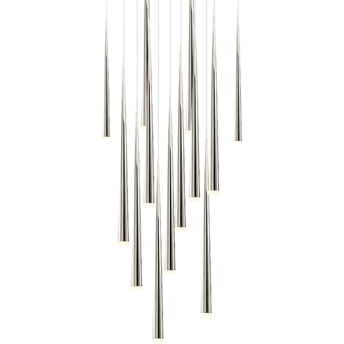 Modern Forms by WAC Lighting Cascade 13-Light LED Multi-Light Pendant in Nickel by Modern Forms PD-41813S-PN