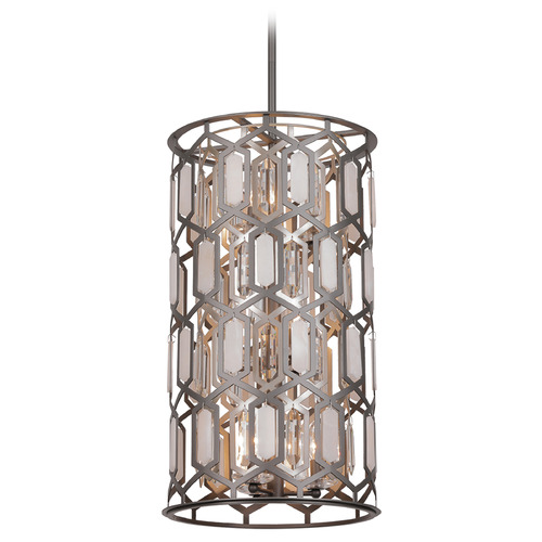 Hexly 9-Light Foyer Pendant in Bronze & Silver by Minka Lavery