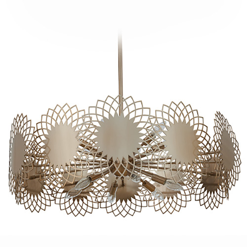 Kalco Lighting Helia Brushed Champagne Gold Pendant Light with Drum Shade