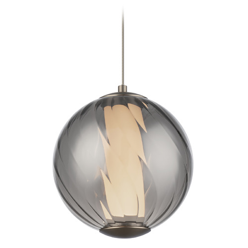 Modern Forms by WAC Lighting Modern Forms Swirly Brushed Nickel LED Mini-Pendant Light with Globe Shade PD-32507-40-SM/BN