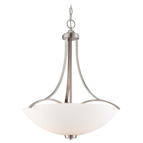 Overland Park Brushed Nickel Pendant Light with Bowl / Dome Shade
