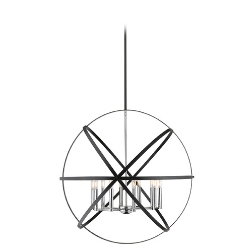 Z-Lite Cavallo Hammered Black & Chrome Pendant by Z-Lite 463-36HBK-CH