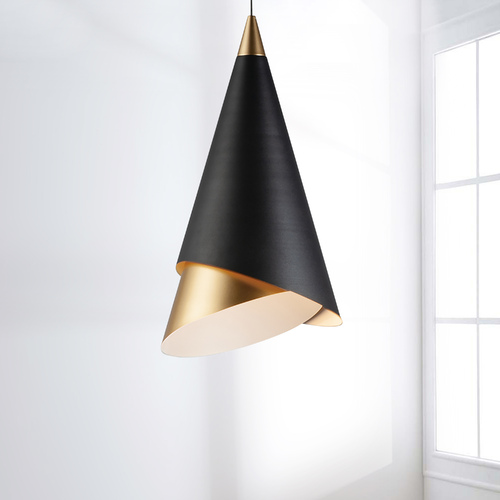 Mermaid 18.25-Inch LED Pendant in Black & Gold by ET2 Lighting
