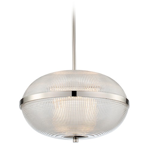 Portland 16-Inch LED Pendant in Polished Nickel by Kalco Lighting
