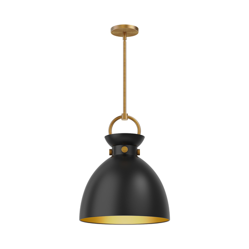 Alora Lighting Waldo Aged Gold & Matte Black Pendant Light with Bowl / Dome Shade