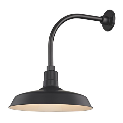 Recesso Lighting by Dolan Designs Black Gooseneck Barn Light with 16-Inch Shade BL-ARML-BLK/BL-SH16-BLK