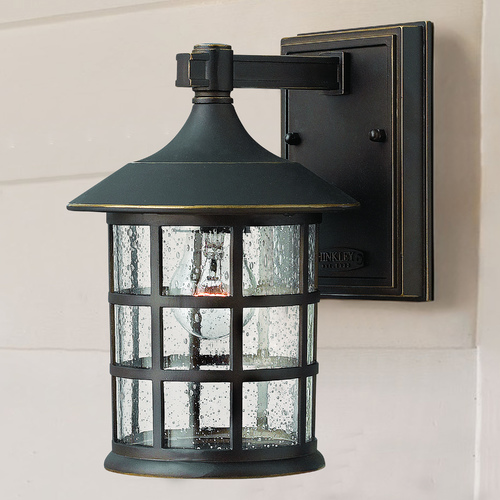 Seeded Glass Outdoor Wall Light Oil Rubbed Bronze by Hinkley Lighting