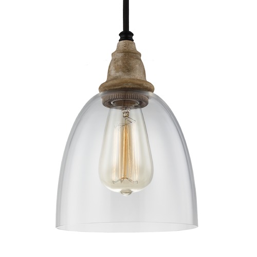 Generation Lighting Matrimonio Mini Pendant in Driftwood  &  Weathered Zinc by Generation Lighting P1394DFW/DWZ