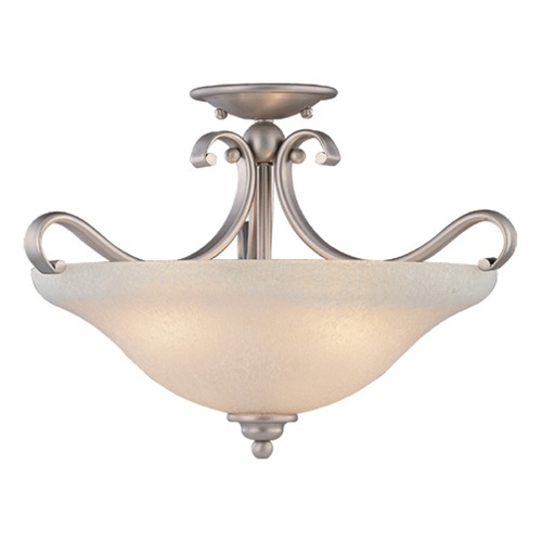 Vaxcel Lighting Frosted Seeded Glass Semi-Flush Mount Brushed Nickel by Vaxcel Lighting CF35417BN