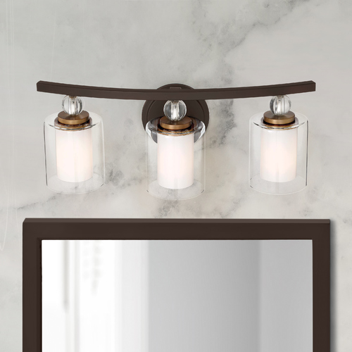 Studio Painted Bronze with Natural Brushed Brass Bathroom Light by Minka Lavery