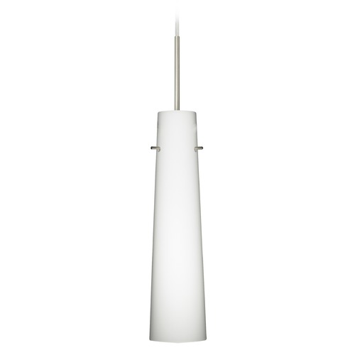 Besa Lighting Camino Satin Nickel Mini-Pendant Light with Cylindrical Shade