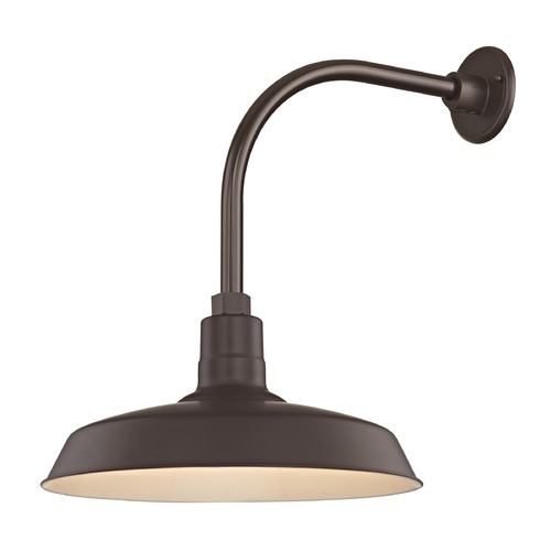 Recesso Lighting by Dolan Designs Bronze Gooseneck Barn Light with 16-Inch Shade BL-ARML-BZ/BL-SH16-BZ