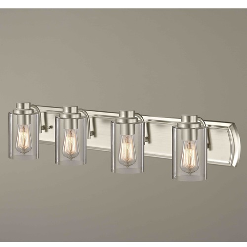 Transitional 4-Light Bathroom Light in Satin Nickel