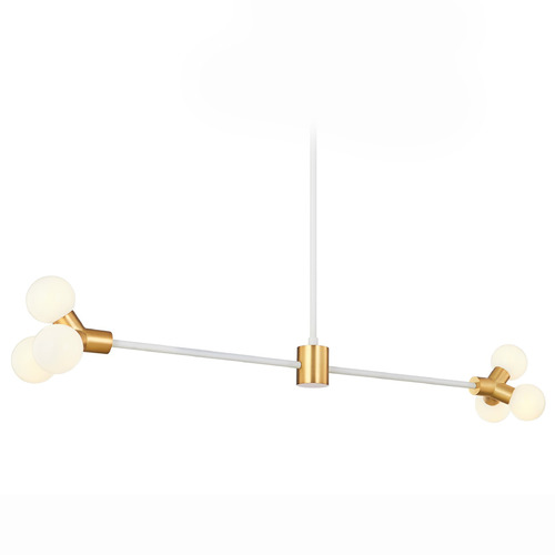 Kalco Lighting Tres White and New Brass LED Island Light with Globe Shade