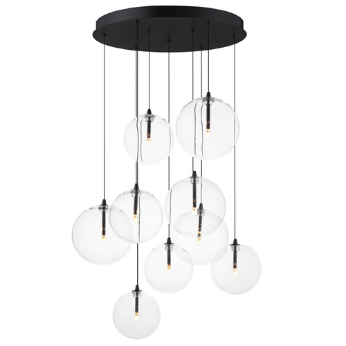 ET2 Lighting Et2 Global Black LED Multi-Light Pendant with Globe Shade E25077-18BK