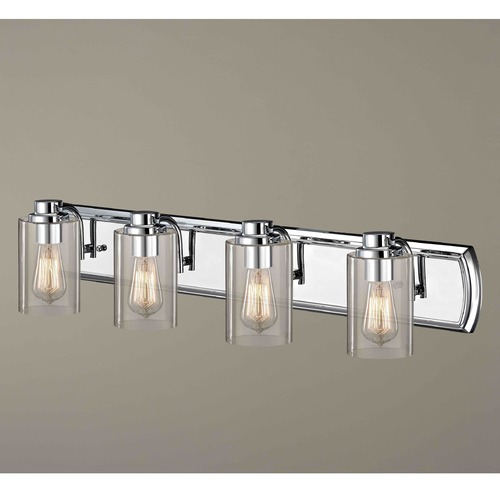 Design Classics Lighting Industrial 4-Light Vanity Light in Chrome 1204-26 GL1040C