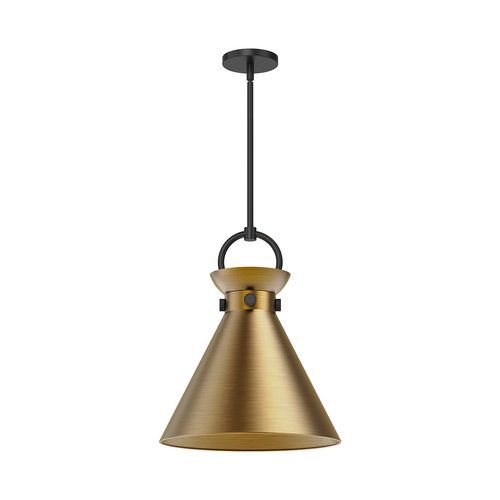 Alora Lighting Emerson Matte Black & Aged Gold Pendant Light with Conical Shade