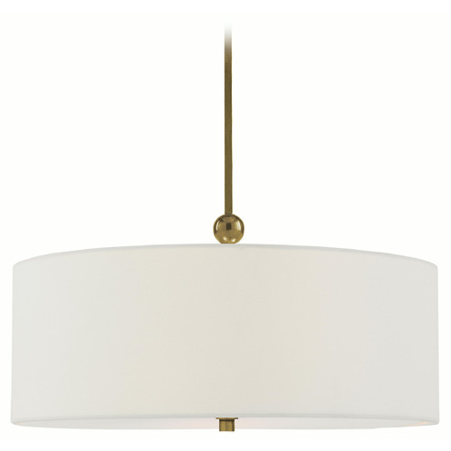 Visual Comfort Signature Collection Visual Comfort Signature Collection Reed Hand-Rubbed Antique Brass Pendant Light with Drum Shade TOB5011HAB-L