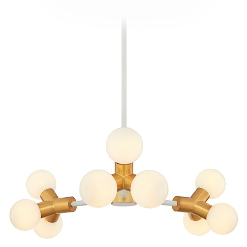 Kalco Lighting Kalco Lighting Tres White and New Brass LED Chandelier 517471WNB