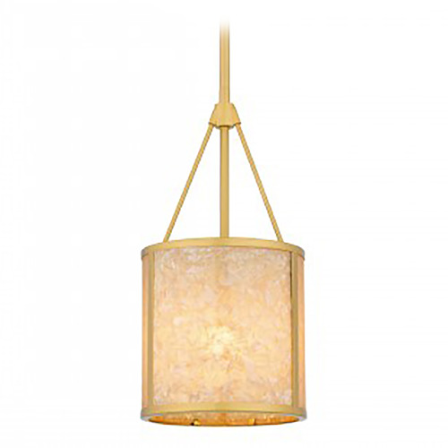 Quoizel Lighting Stoneland Brushed Gold Mini-Pendant Light with Cylindrical Shade